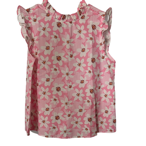 Floral Ruffle Sleeve Blouse - Pink